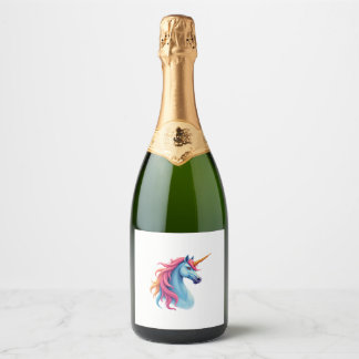 Unicorn Colorful Tie-Dye Unicorn Horse T-Shirt, Sm Sparkling Wine Label