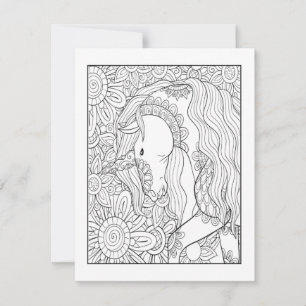 Unicorn Coloring Postcard 