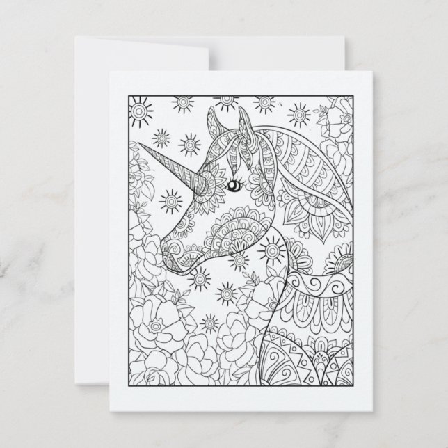 Unicorn Coloring Postcard (Front)