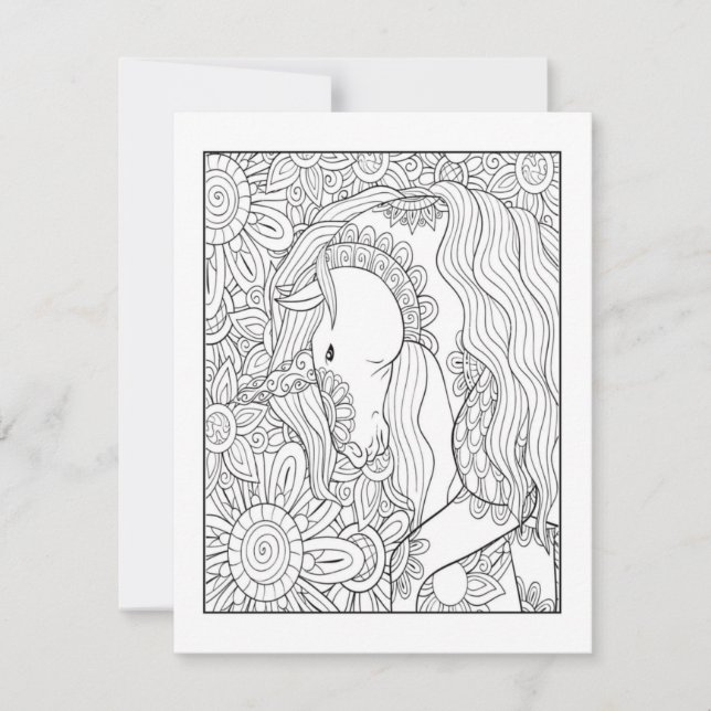 Unicorn Coloring Postcard | Fun DIY Art Card (Front)