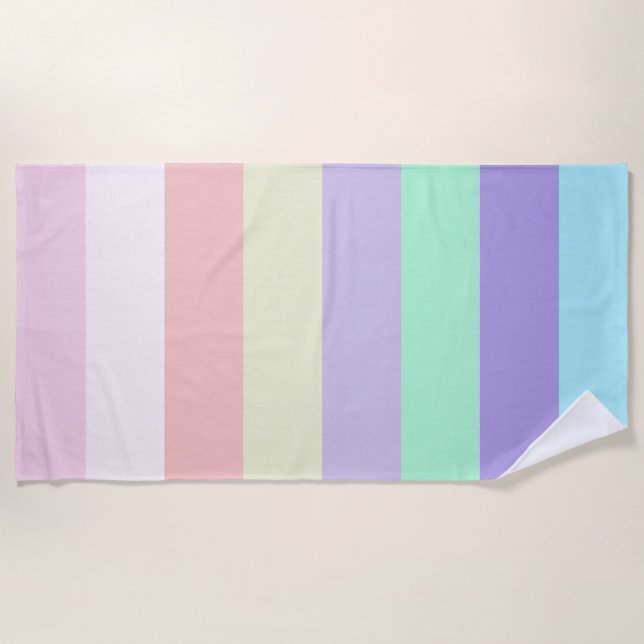Unicorn Colour Stripes  Beach Towel (Front)