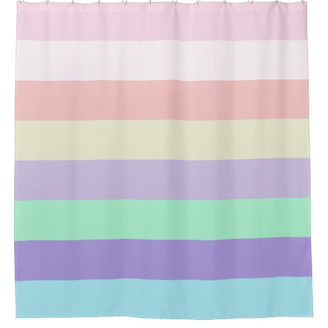Unicorn Colour Stripes Shower Curtain (Front)