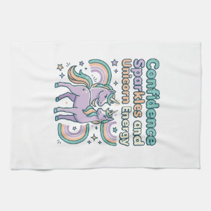 Unicorn Confidence Sparkles and Unicorn Energy Tre Tea Towel