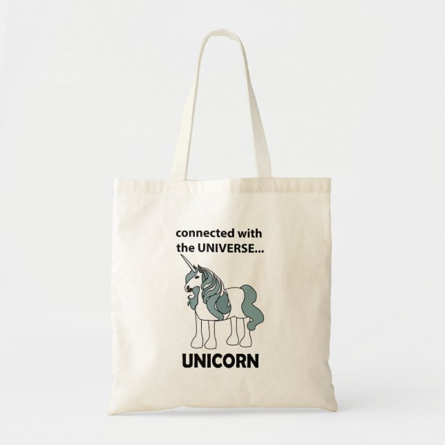 Unicorn Connected With The Universe Unicorn Tote Bag (Front)