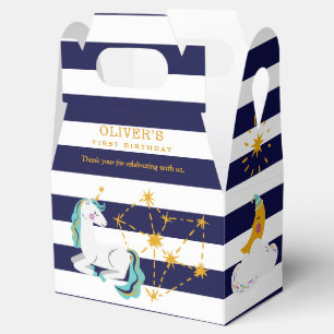 Unicorn Constellation Blue 1st Birthday Thank You Favour Box