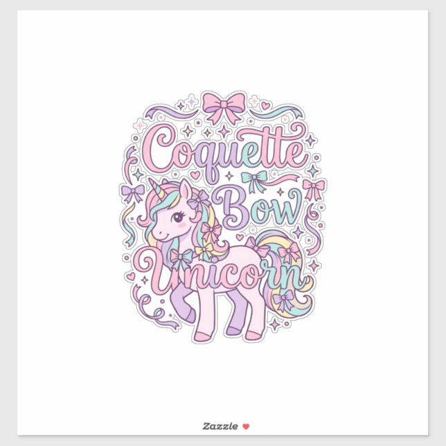 Unicorn Coquette Bow Unicorn Cute Pastel Graphic T (Sheet)