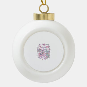 Unicorn Coquette Bow Unicorn Cute Pastel Graphic T Ceramic Ball Christmas Ornament
