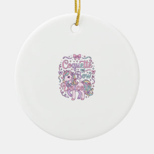 Unicorn Coquette Bow Unicorn Cute Pastel Graphic T Ceramic Tree Decoration