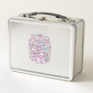 Unicorn Coquette Bow Unicorn Cute Pastel Graphic T Metal Lunch Box