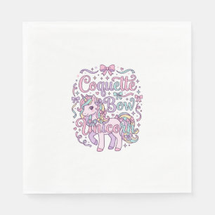 Unicorn Coquette Bow Unicorn Cute Pastel Graphic T Napkin