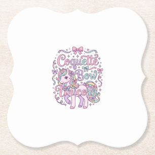 Unicorn Coquette Bow Unicorn Cute Pastel Graphic T Paper Coaster