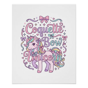 Unicorn Coquette Bow Unicorn Cute Pastel Graphic T Poster