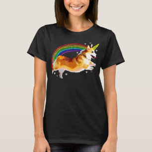 Unicorn Corgi Rainbow Doodle Graphic T-Shirt