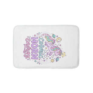Unicorn Cosmic Horn Energy Cute Pastel Graphic Tee Bath Mat