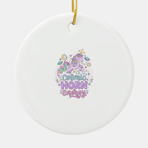 Unicorn Cosmic Horn Energy Cute Pastel Graphic Tee Ceramic Tree Decoration