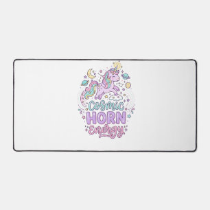 Unicorn Cosmic Horn Energy Cute Pastel Graphic Tee Desk Mat
