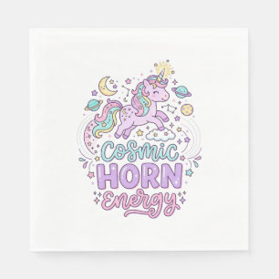 Unicorn Cosmic Horn Energy Cute Pastel Graphic Tee Napkin