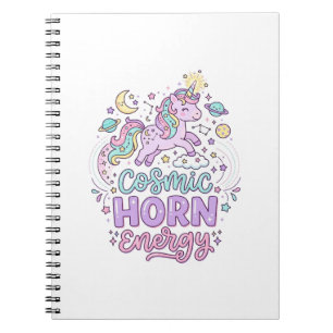 Unicorn Cosmic Horn Energy Cute Pastel Graphic Tee Notebook