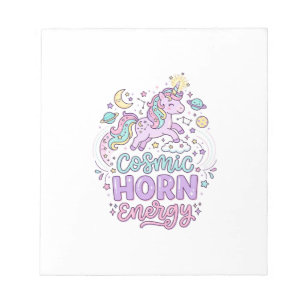 Unicorn Cosmic Horn Energy Cute Pastel Graphic Tee Notepad