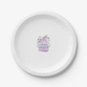 Unicorn Cosmic Horn Energy Cute Pastel Graphic Tee Paper Plate