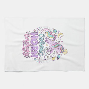 Unicorn Cosmic Horn Energy Cute Pastel Graphic Tee Tea Towel