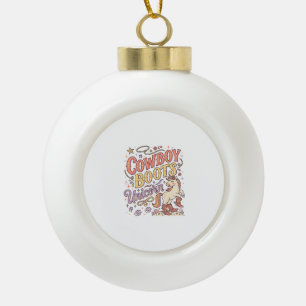 Unicorn Cowboy Boots Unicorn Whimsical Zazzle Desi Ceramic Ball Christmas Ornament