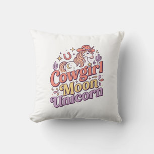 Unicorn Cowgirl Moon Unicorn Whimsical Merch Desig Cushion