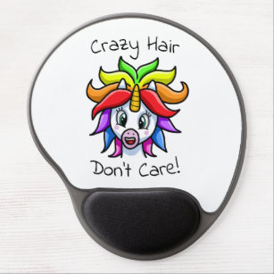 Unicorn Crazy Hair Don't Care Funny Gel Mouse Mat