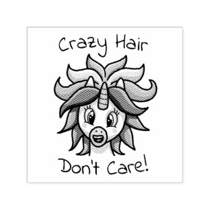 Unicorn Crazy Hair Don't Care Funny Self-inking Stamp