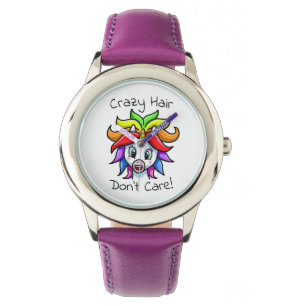 Unicorn Crazy Hair Don't Care Funny Watch