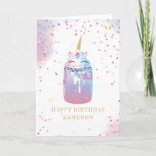 Unicorn Crazy Milkshake Girl's Birthday  Card