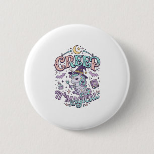 Unicorn Creep It Magical Retro Style T-Shirt Desig 6 Cm Round Badge