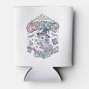 Unicorn Creep It Magical Retro Style T-Shirt Desig Can Cooler