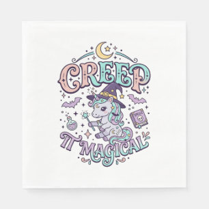 Unicorn Creep It Magical Retro Style T-Shirt Desig Napkin