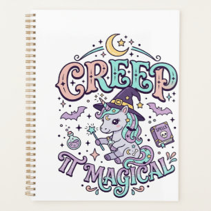 Unicorn Creep It Magical Retro Style T-Shirt Desig Planner