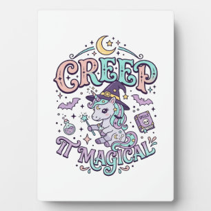 Unicorn Creep It Magical Retro Style T-Shirt Desig Plaque