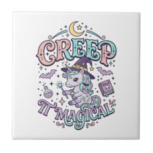 Unicorn Creep It Magical Retro Style T-Shirt Desig Tile
