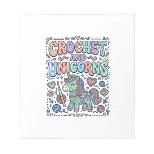 Unicorn Crochet and Unicorns Kawaii Sticker and Sh Notepad