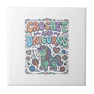 Unicorn Crochet and Unicorns Kawaii Sticker and Sh Tile