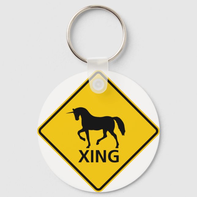 Unicorn Crossing Highway Sign Key Ring (Front)