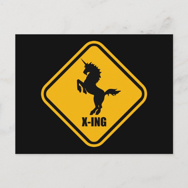 Unicorn Crossing Street Sign Postcard (Front)