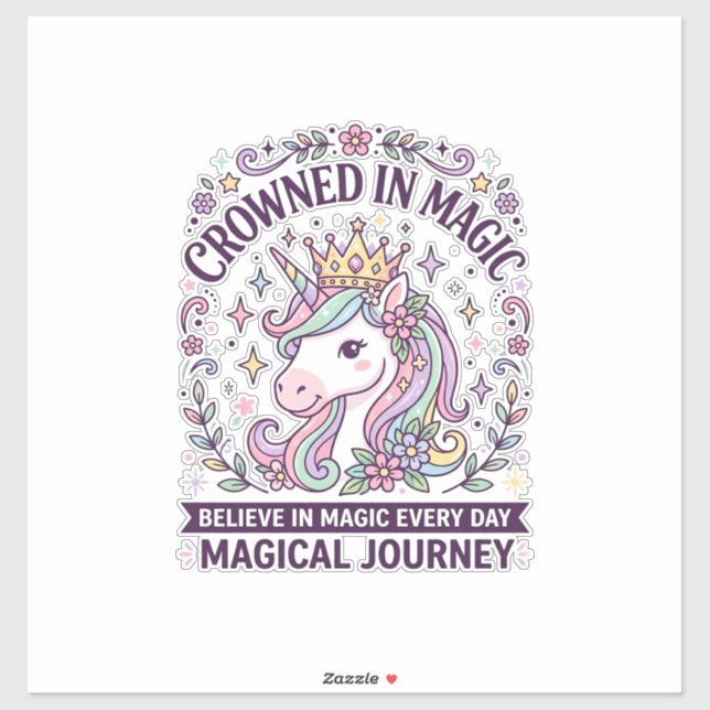 Unicorn Crowned in Magic Bold Typography Graphic T (Sheet)