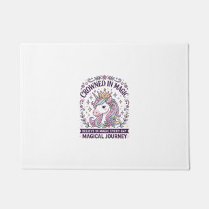 Unicorn Crowned in Magic Bold Typography Graphic T Doormat