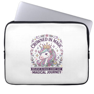 Unicorn Crowned in Magic Bold Typography Graphic T Laptop Sleeve