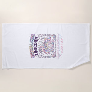 Unicorn Crystal Core Unicorn Adorable Vector Desig Beach Towel