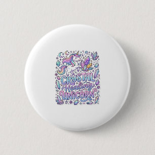 Unicorn Crystal Healing Unicorn Gift Idea Vector D 6 Cm Round Badge