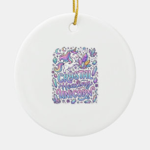 Unicorn Crystal Healing Unicorn Gift Idea Vector D Ceramic Tree Decoration