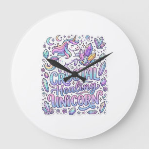 Unicorn Crystal Healing Unicorn Gift Idea Vector D Large Clock
