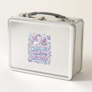 Unicorn Crystal Healing Unicorn Gift Idea Vector D Metal Lunch Box
