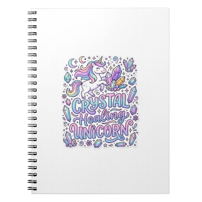 Unicorn Crystal Healing Unicorn Gift Idea Vector D Notebook (Front)